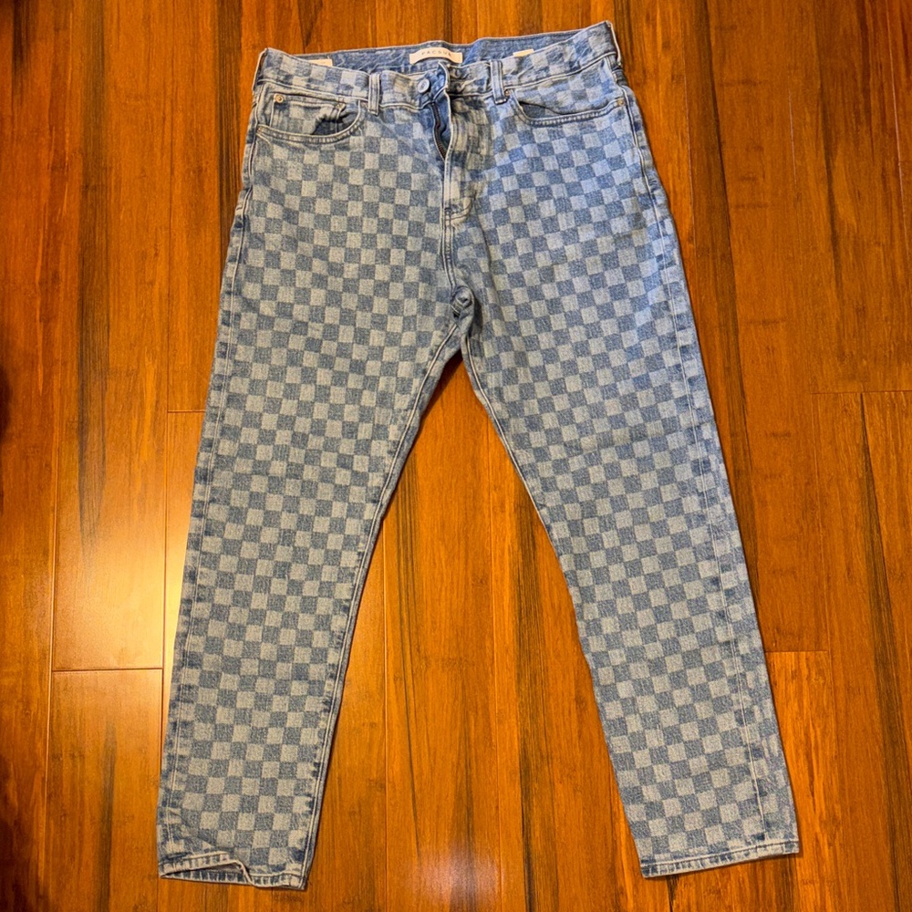 PacSun Checkered Blue Slim Jeans for Men